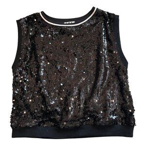 Mia New York Black Sequin Sleeveless Crop Top Girls Large